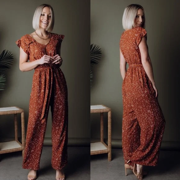 NWT Baltic Born Dakota Polka Dot Jumpsuit in Rust - Picture 8 of 10